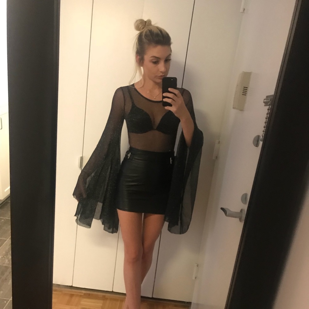 [SOLD] Glitter mesh body suit (black)